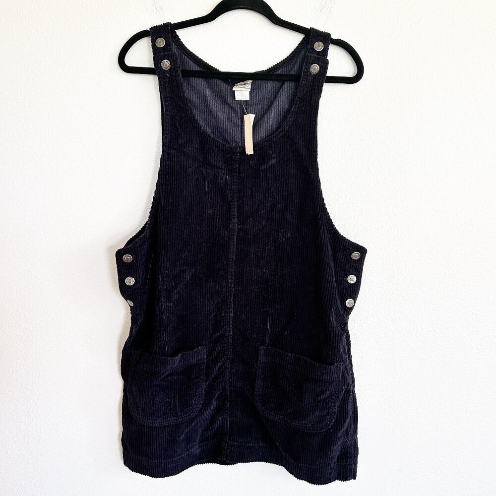 Vintage County Seat Corduroy Overall Skirt L Navy Blue Bibs Jumper NEW